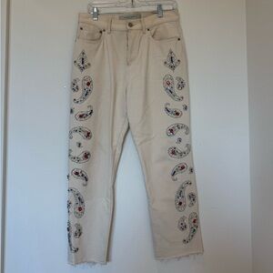 Golden Goose Cream Embellished Straight Leg Jeans